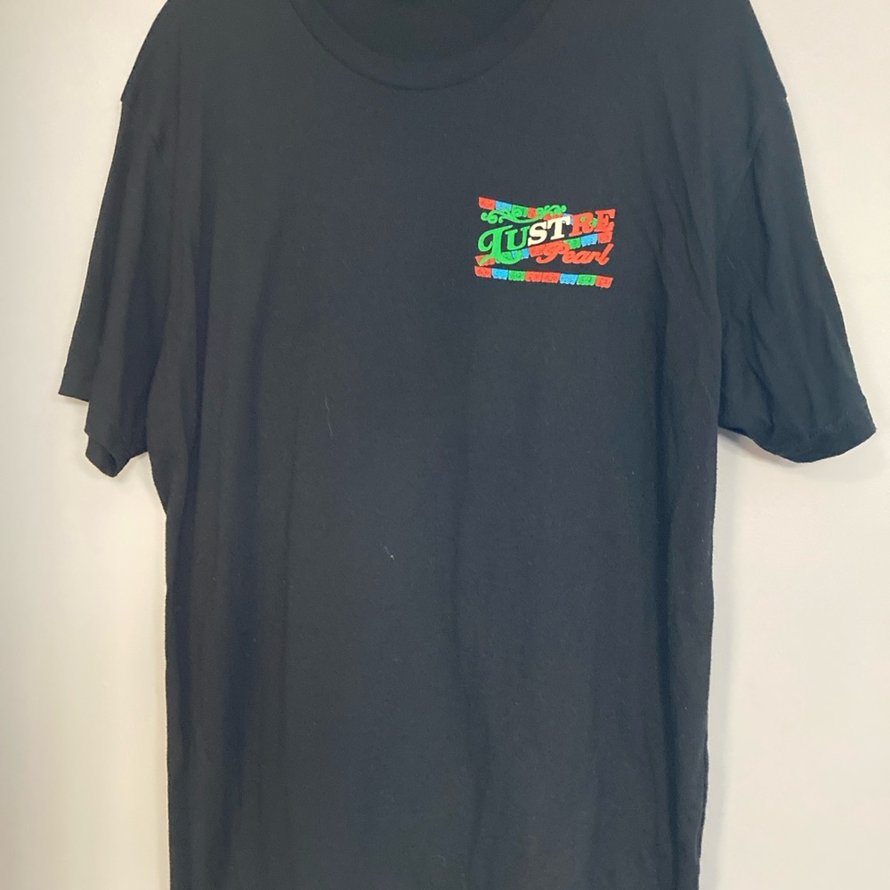 Luster Pearl Black Graphic Tee with Vibrant Logo